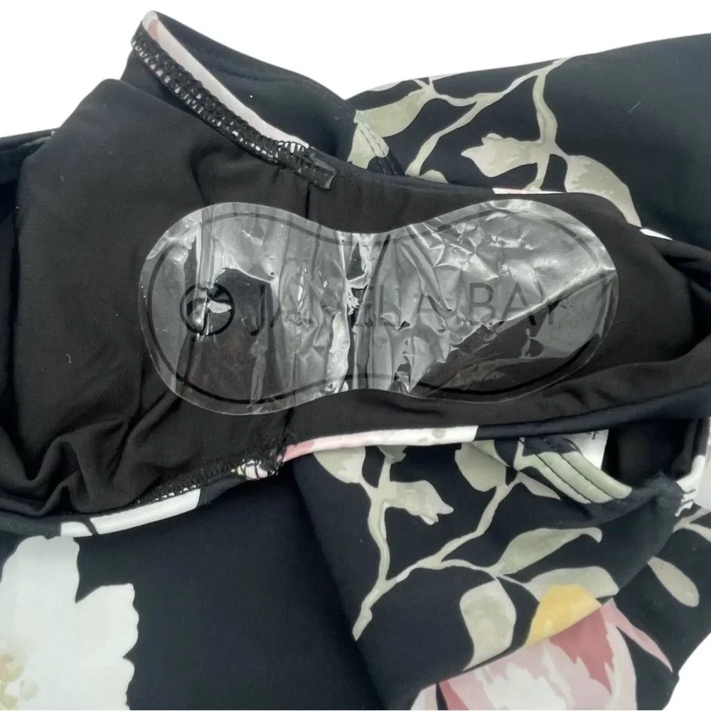 NWT Janela Bay Havana Black Floral Mid Rise Swim Bottoms Size XS Full Coverage